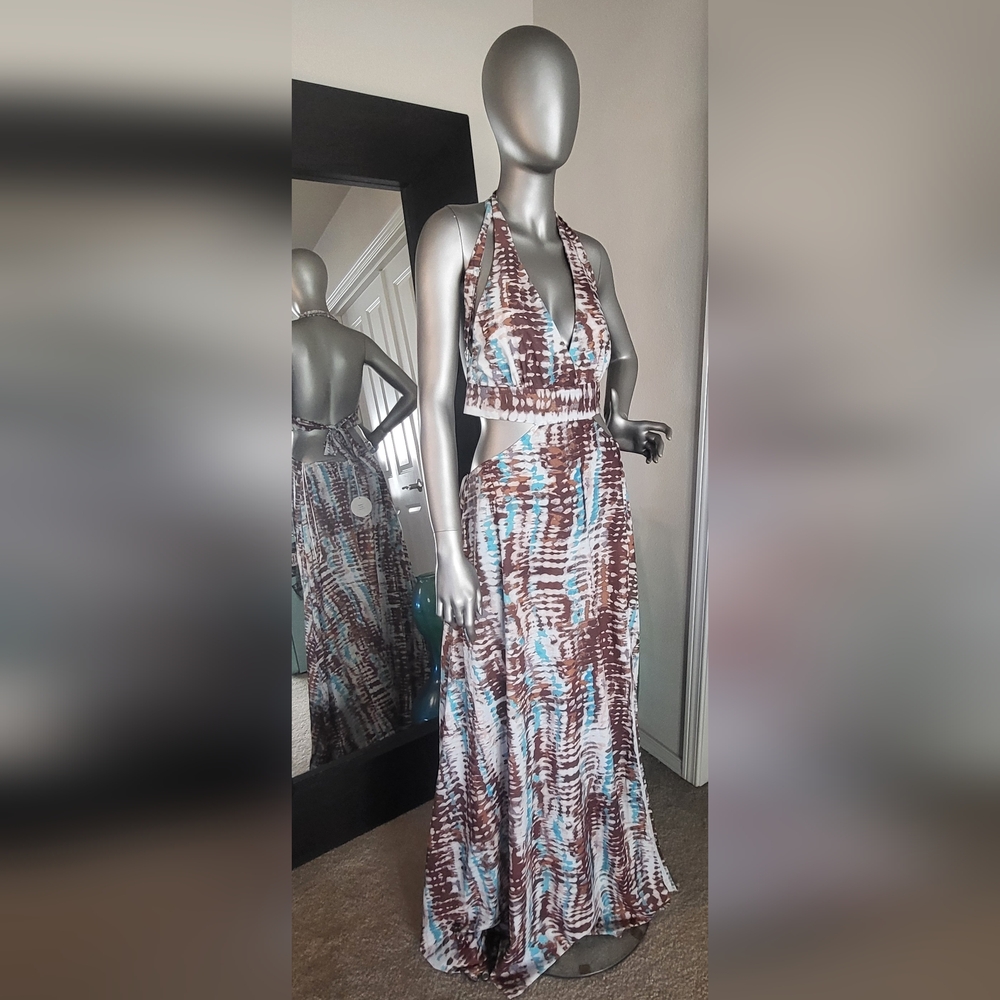 Luxxel Blue Multi Colored Slit Maxi